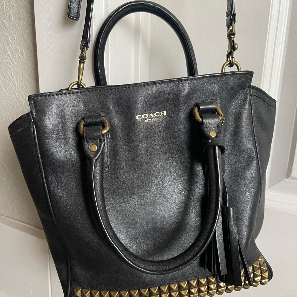 Black coach purse with handle & long strap